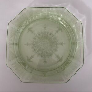 Elegant Green Depression Era Glass Dinner Plate